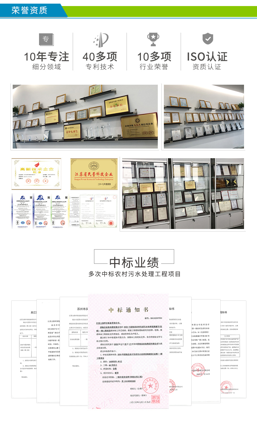 LD-SC農村污水處理設備榮獲多項專利資質認證